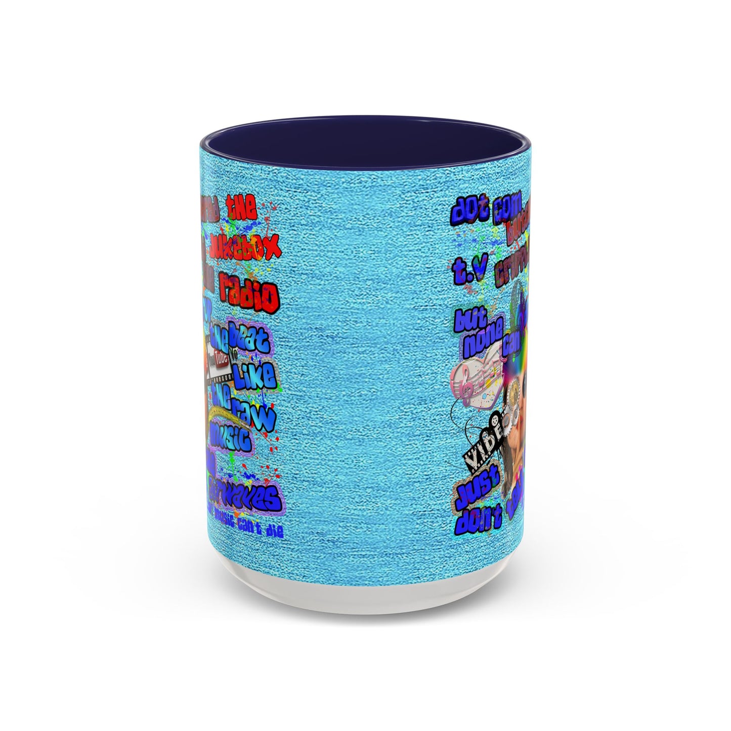 drop the beat - Accent Mug (faded blue)