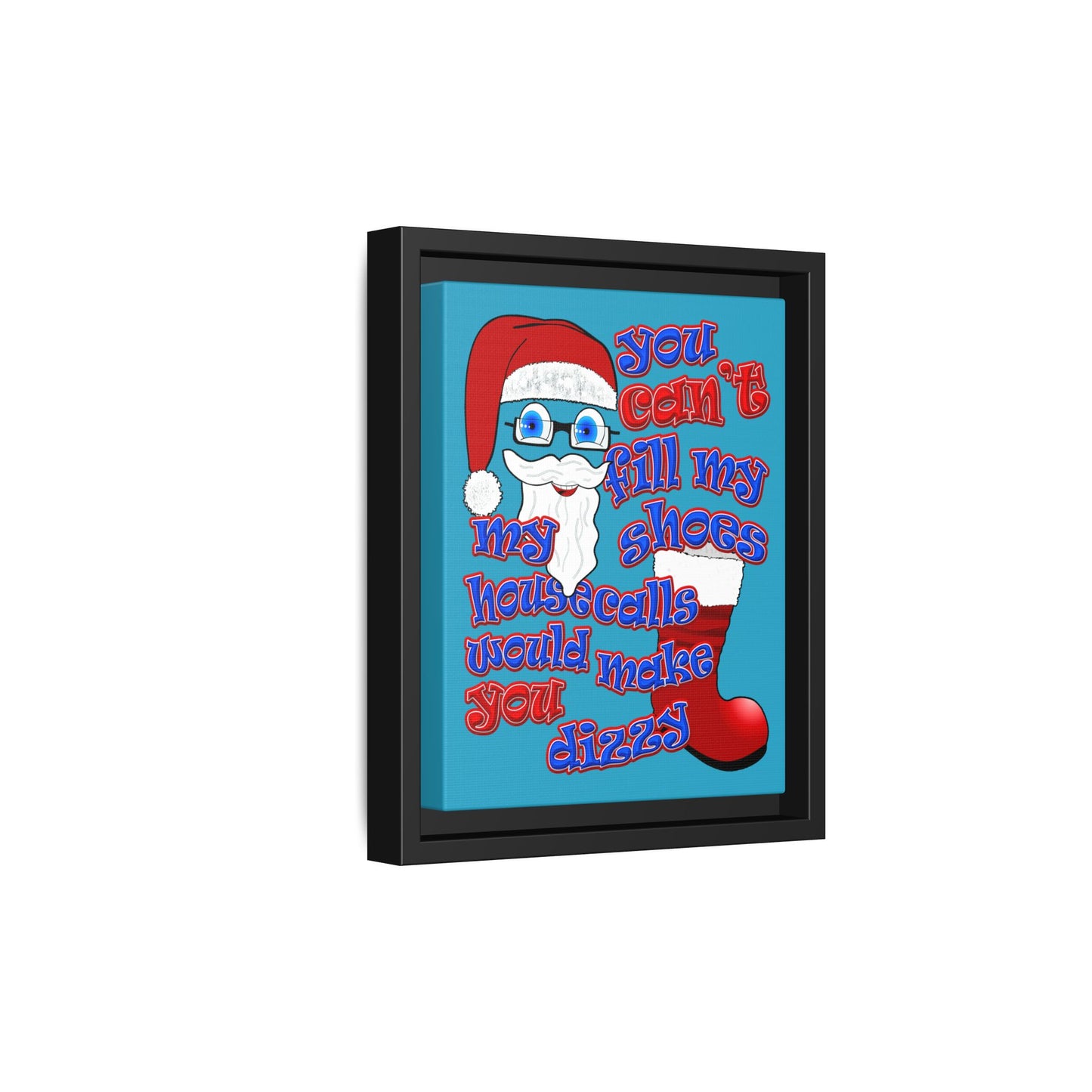 santa's shoes - framed canvas art (turquoise)