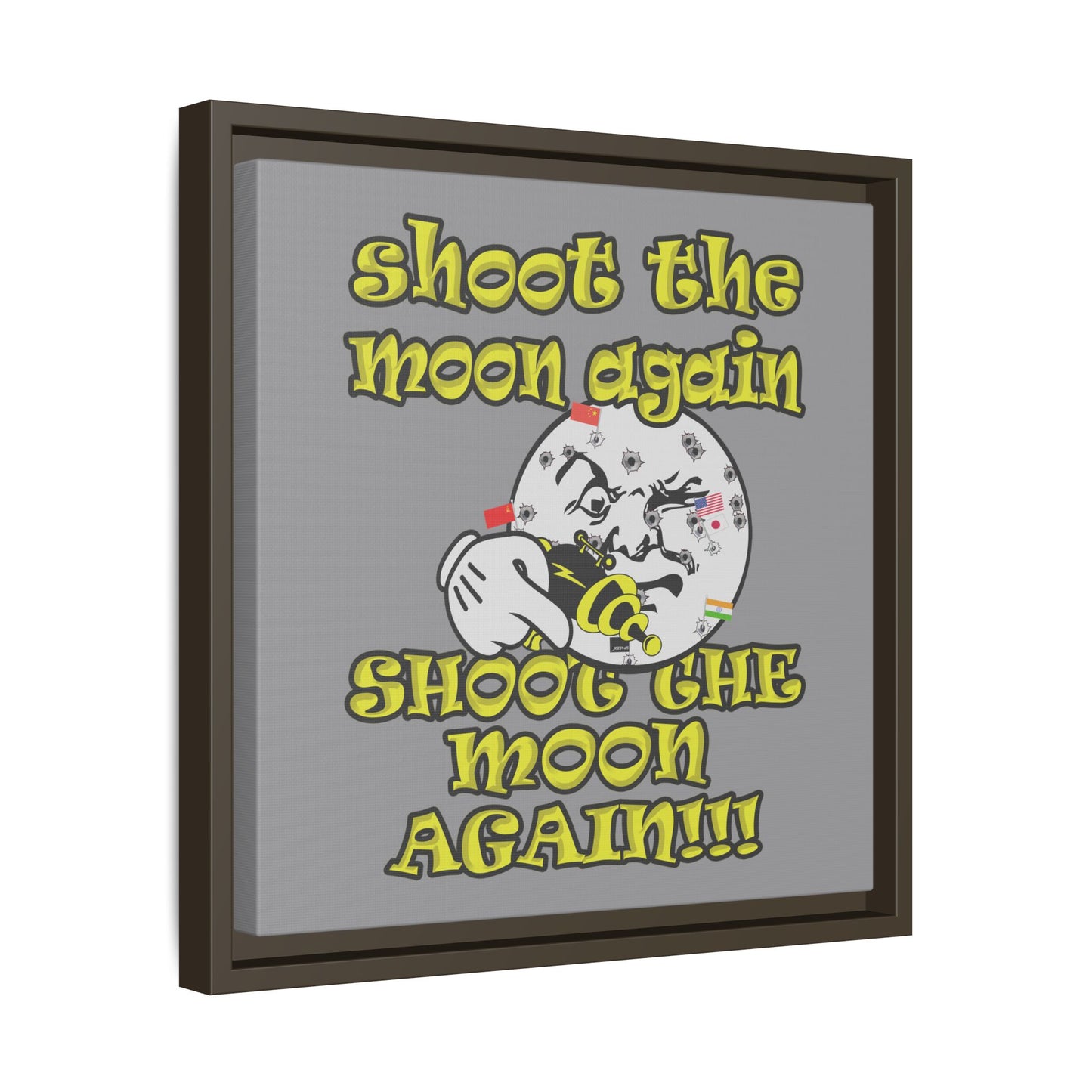 shoot the moon again - framed canvas art (grey)