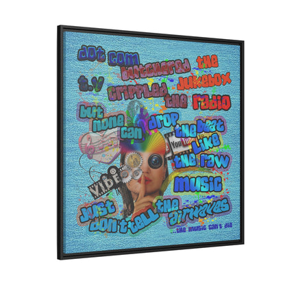 drop the beat - framed canvas art (faded blue)