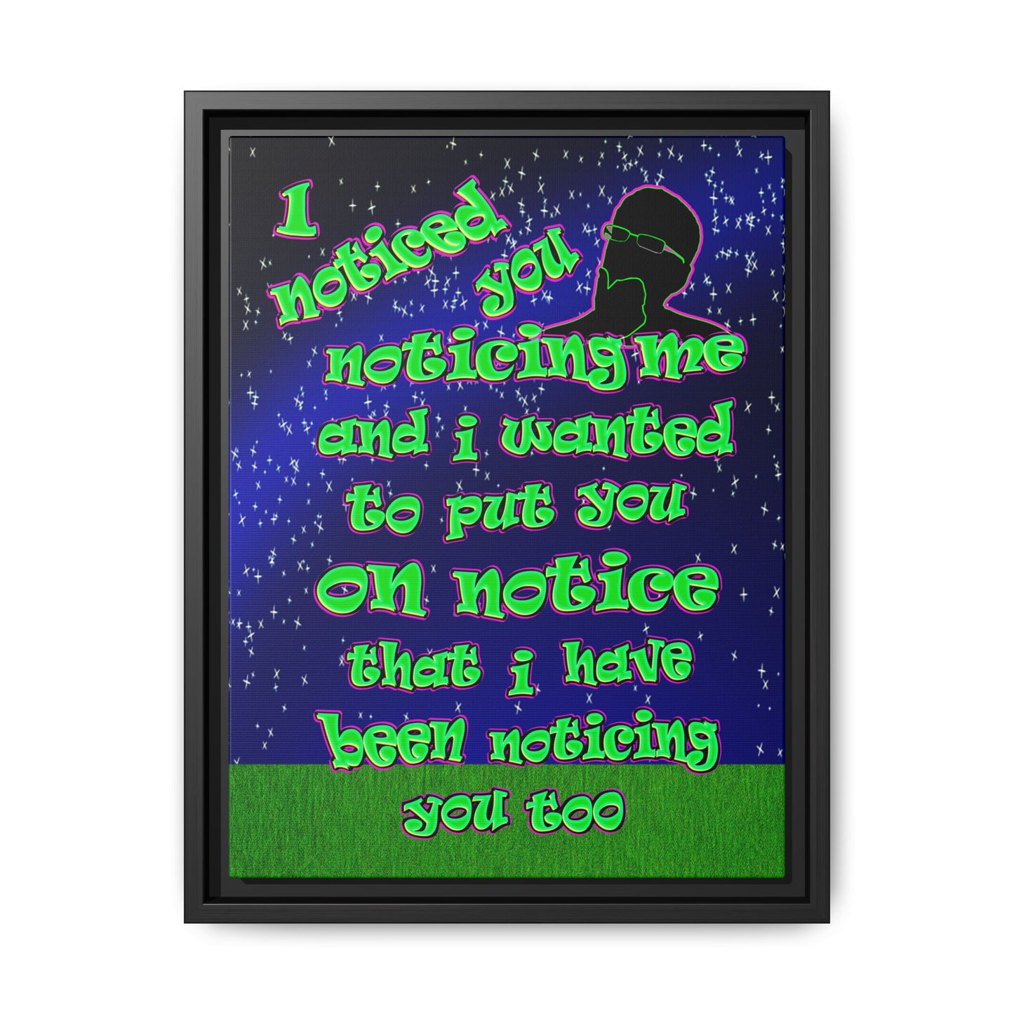 noticed you noticing - framed canvas art ('snoops' background)