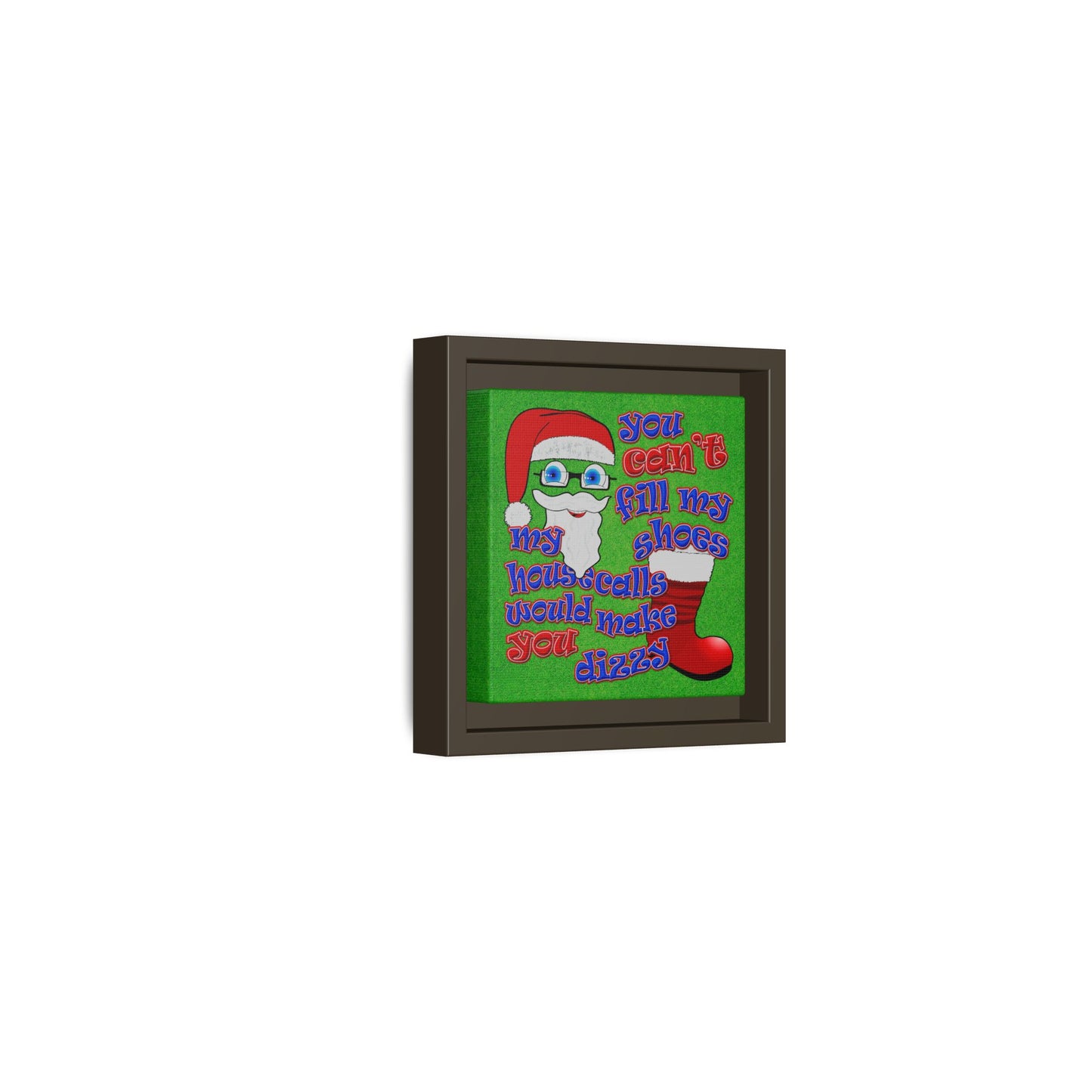 santa's shoes - framed canvas art (green turf)