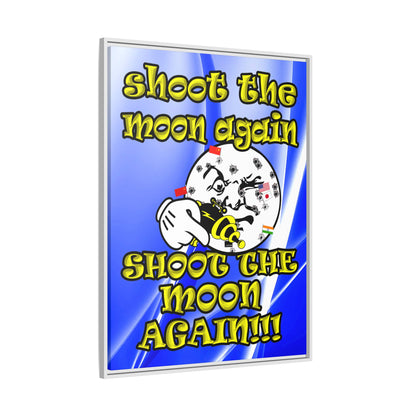 shoot the moon again - framed canvas art (blue-white wave)