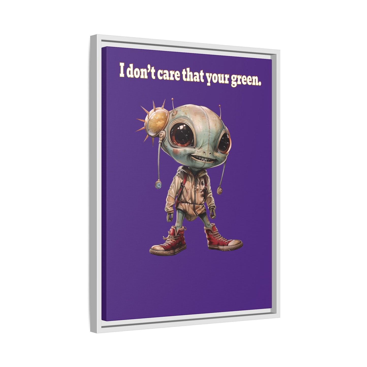 I don't care that your green - framed canvas art (purple)