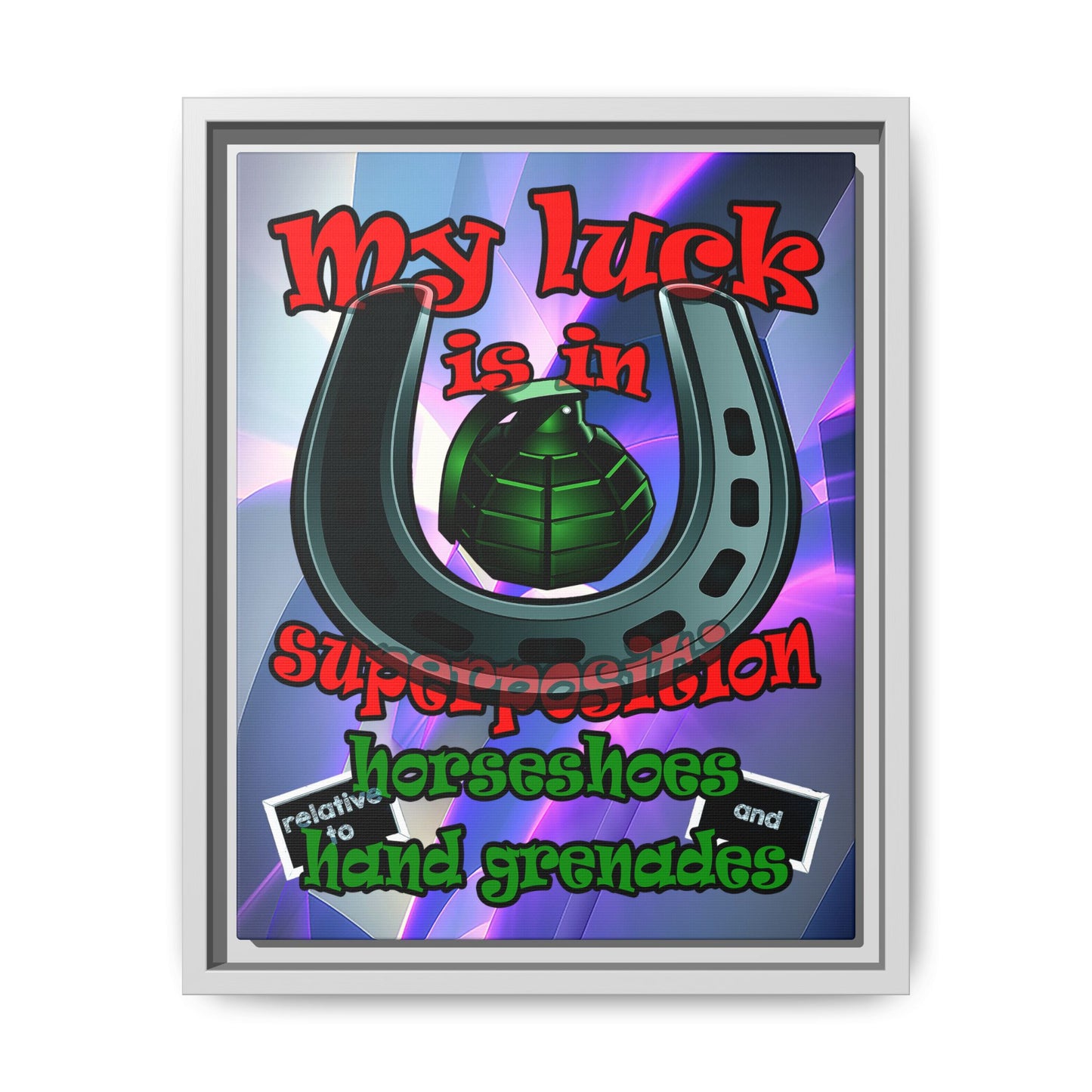 my luck - framed canvas art (grey-pink wave)