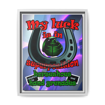 my luck - framed canvas art (grey-pink wave)