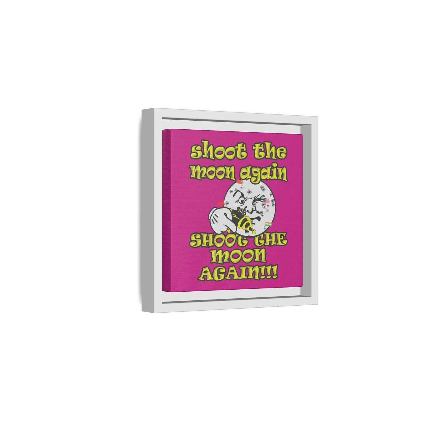 shoot the moon again - framed canvas art (pink)