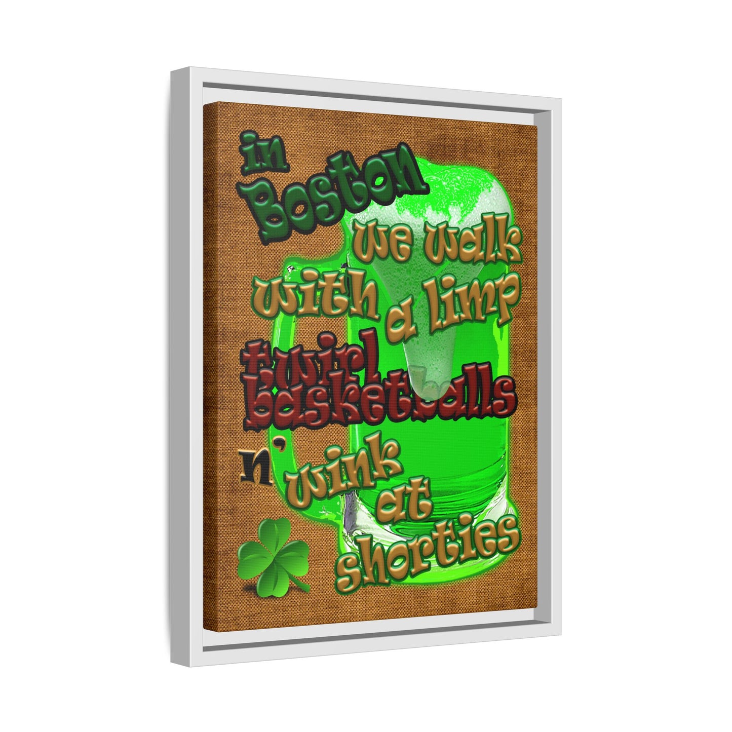 celtics logo - framed canvas art (brown papyrus)