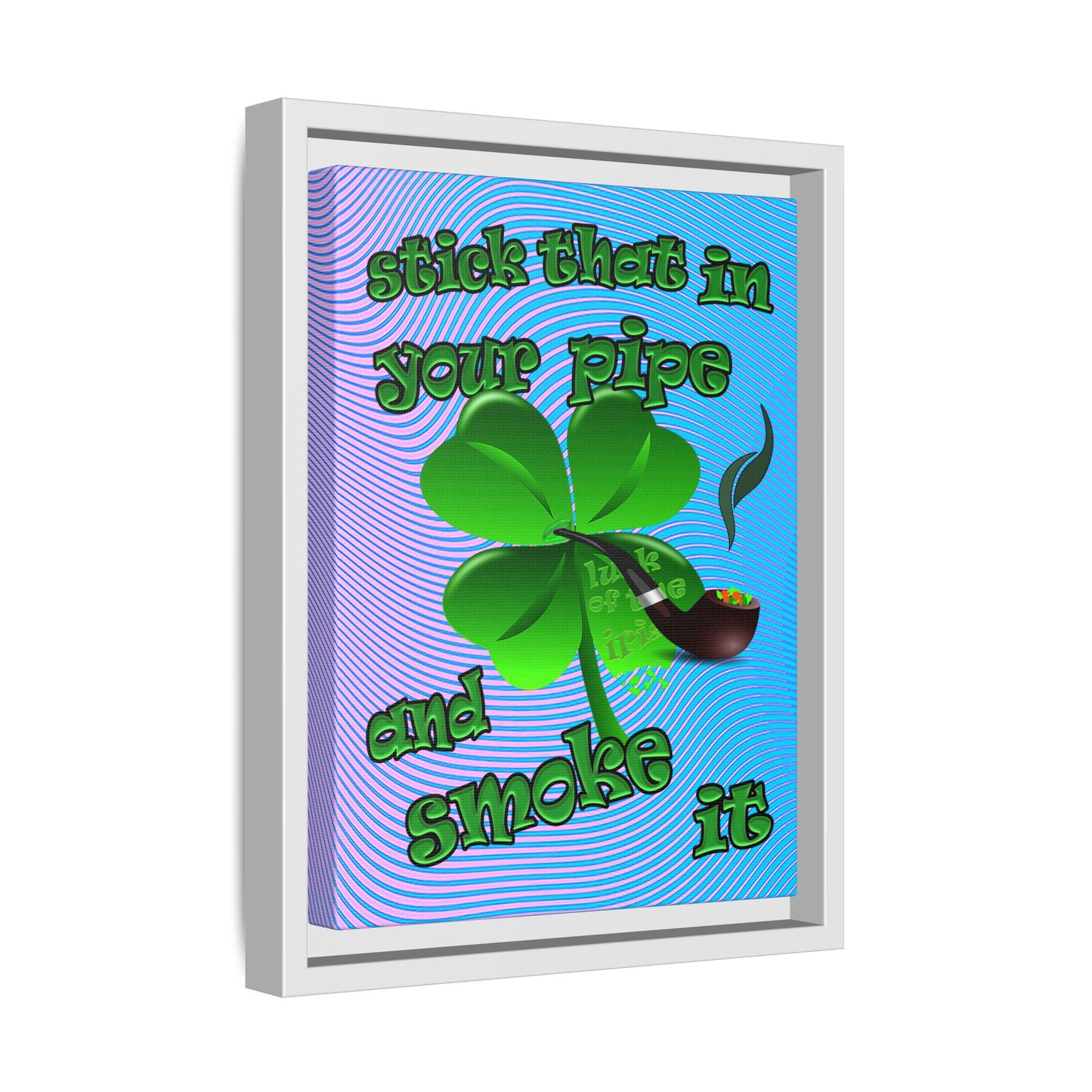 stick that in your pipe and smoke it - framed canvas art (light blue-purple wave)