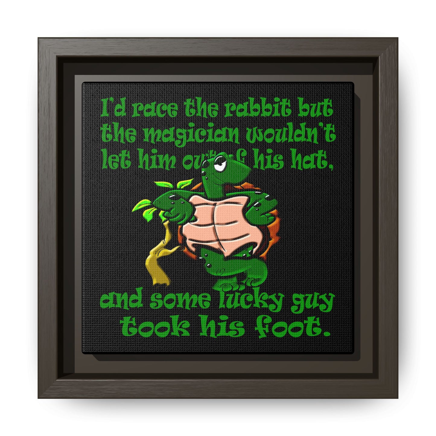 turtle race - framed canvas art (black)