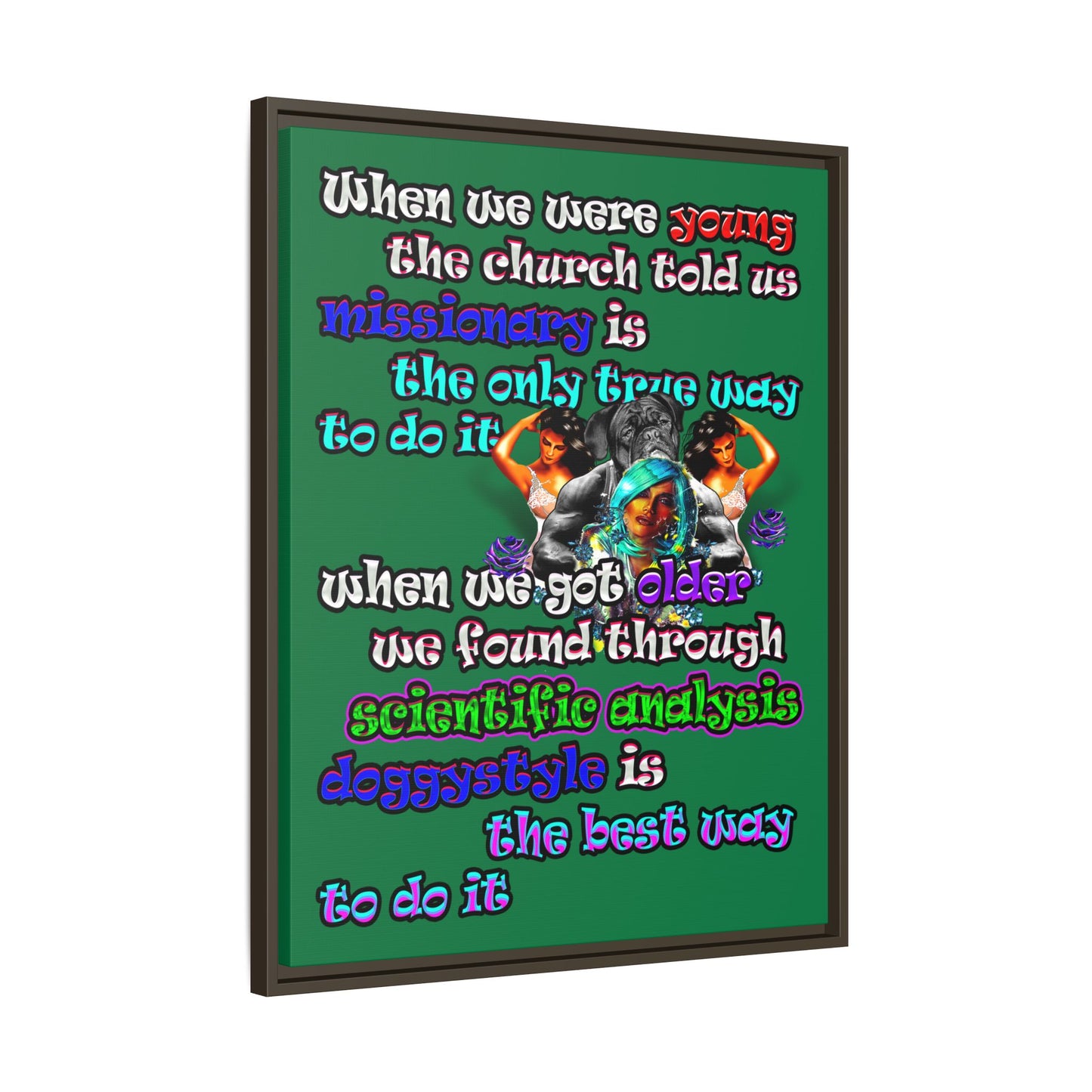 doggystyle - framed canvas art (dark green)