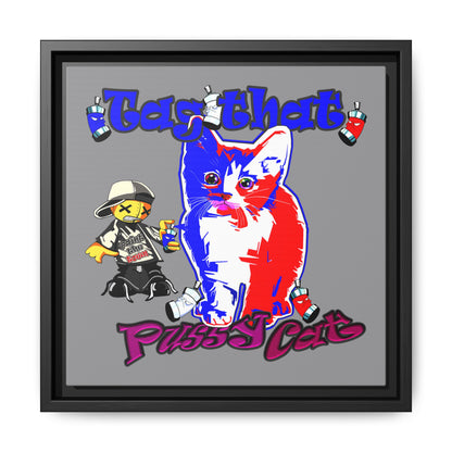 tag that - framed canvas art (grey)