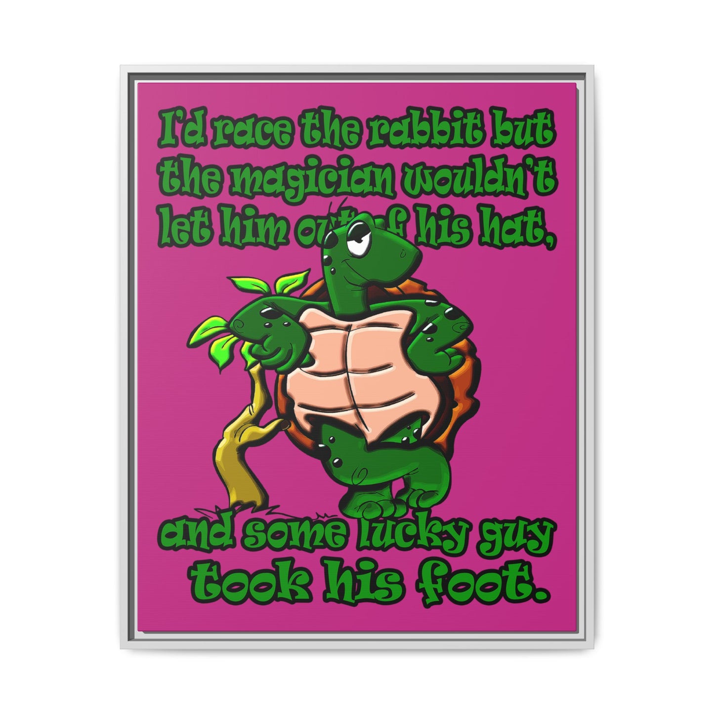 turtle race - framed canvas art (pink)