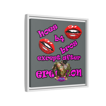 hoes b4 bros - framed canvas art (dark grey)