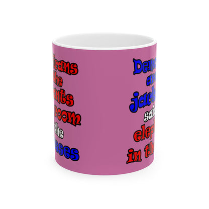 donkeys and elephants - White Mug (light pink)