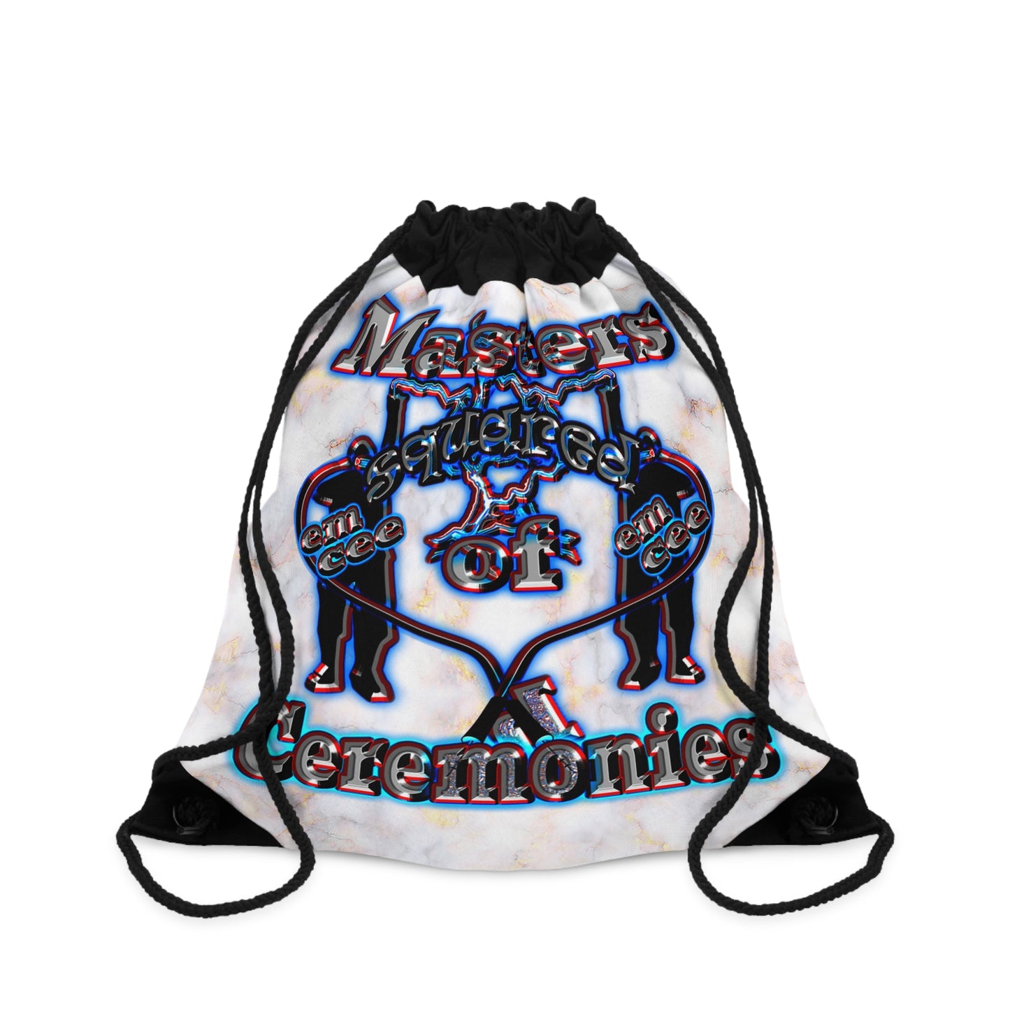 em cee squared - Drawstring Bag (white marble)