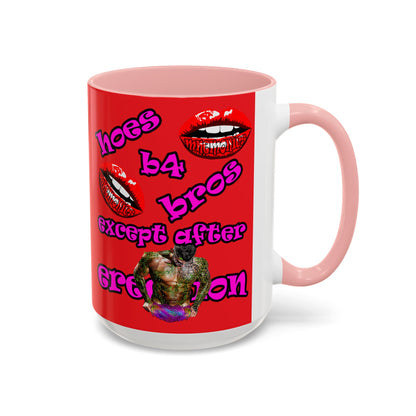 hoes b4 bros - Accent Mug (red)