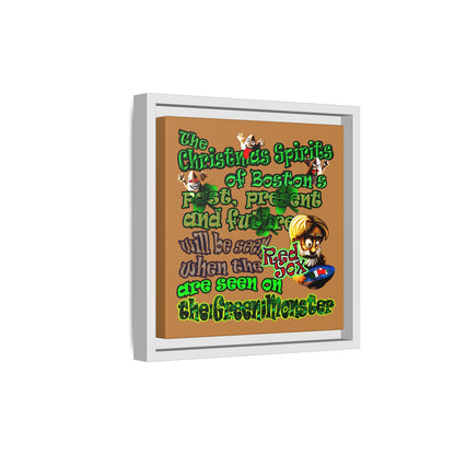 christmas spirits of boston - framed canvas art (light brown)