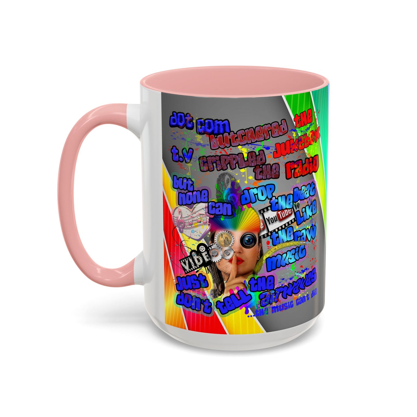 drop the beat - Accent Mug (rainbow split)