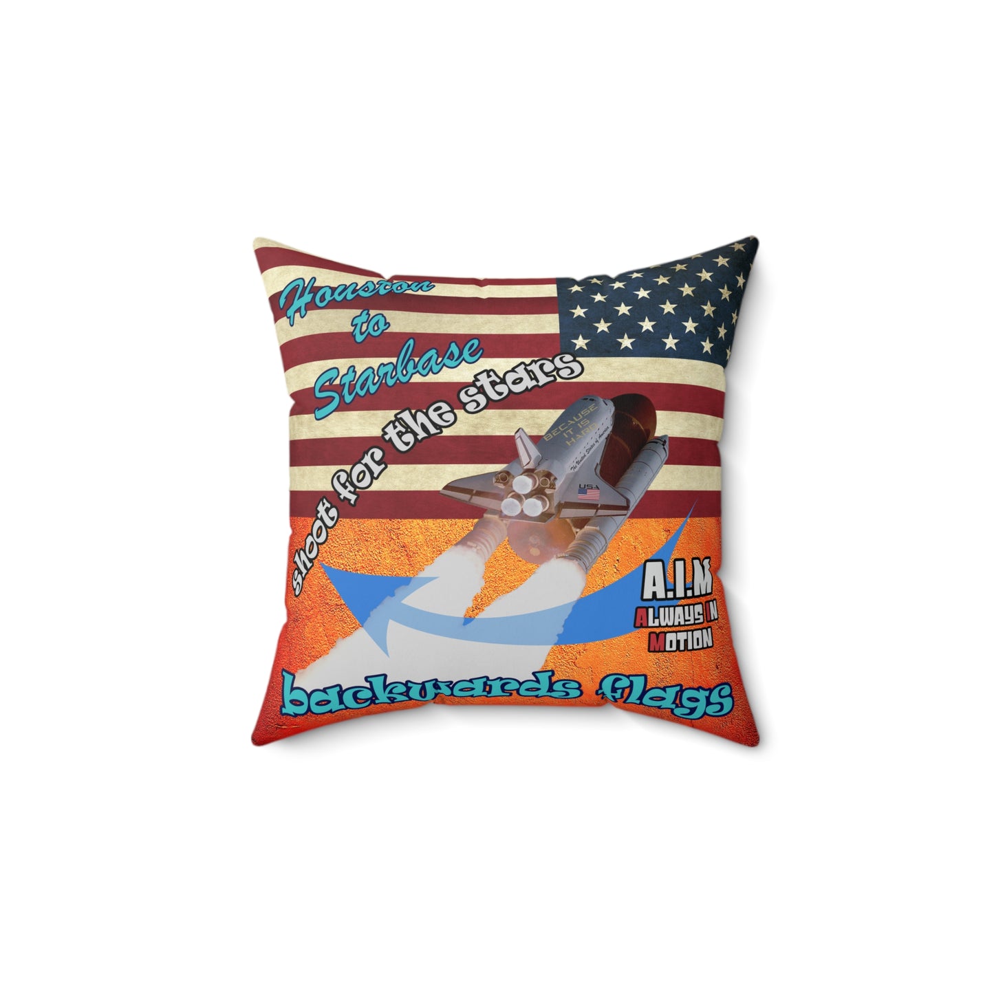 shoot for the stars - Spun Polyester Square Pillow - (burnt orange)