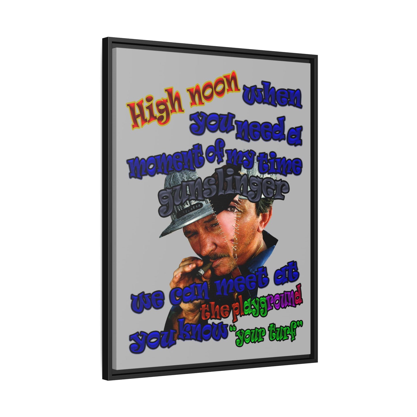 high noon - framed canvas art (light grey)