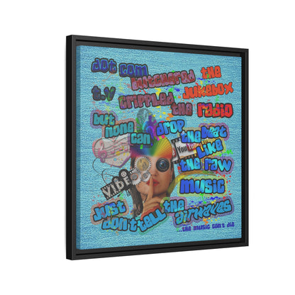 drop the beat - framed canvas art (faded blue)