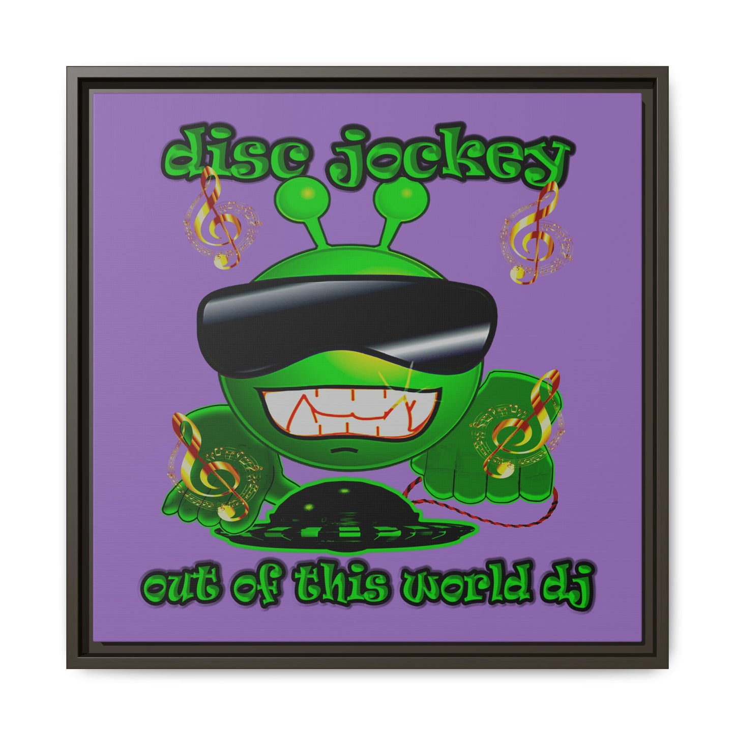 disc jockey - framed canvas art (light purple)