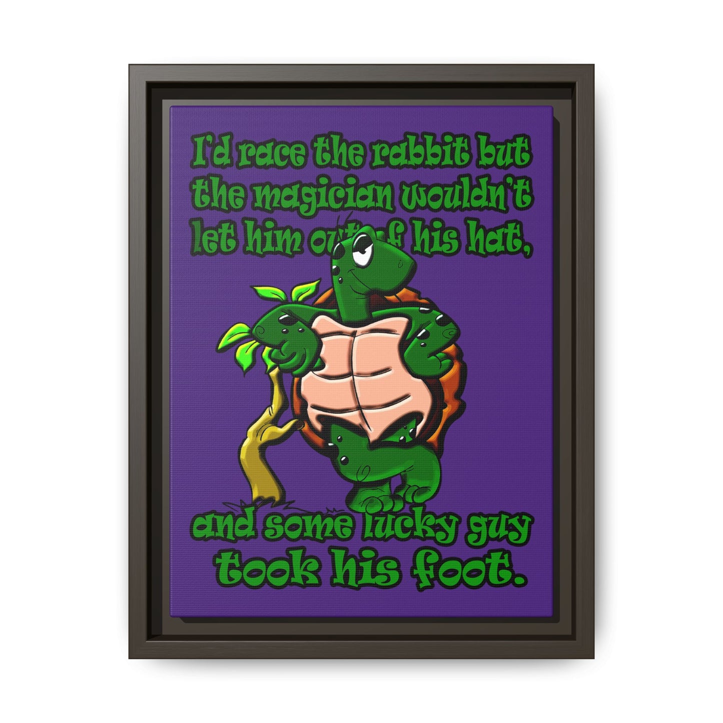 turtle race - framed canvas art (purple)