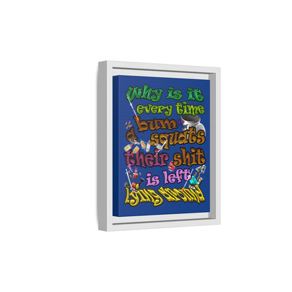 the bum's shit - framed canvas art (dark blue)