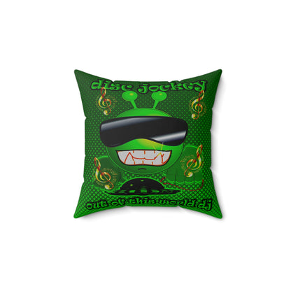 disc jockey - Spun Polyester Square Pillow - (logo green)