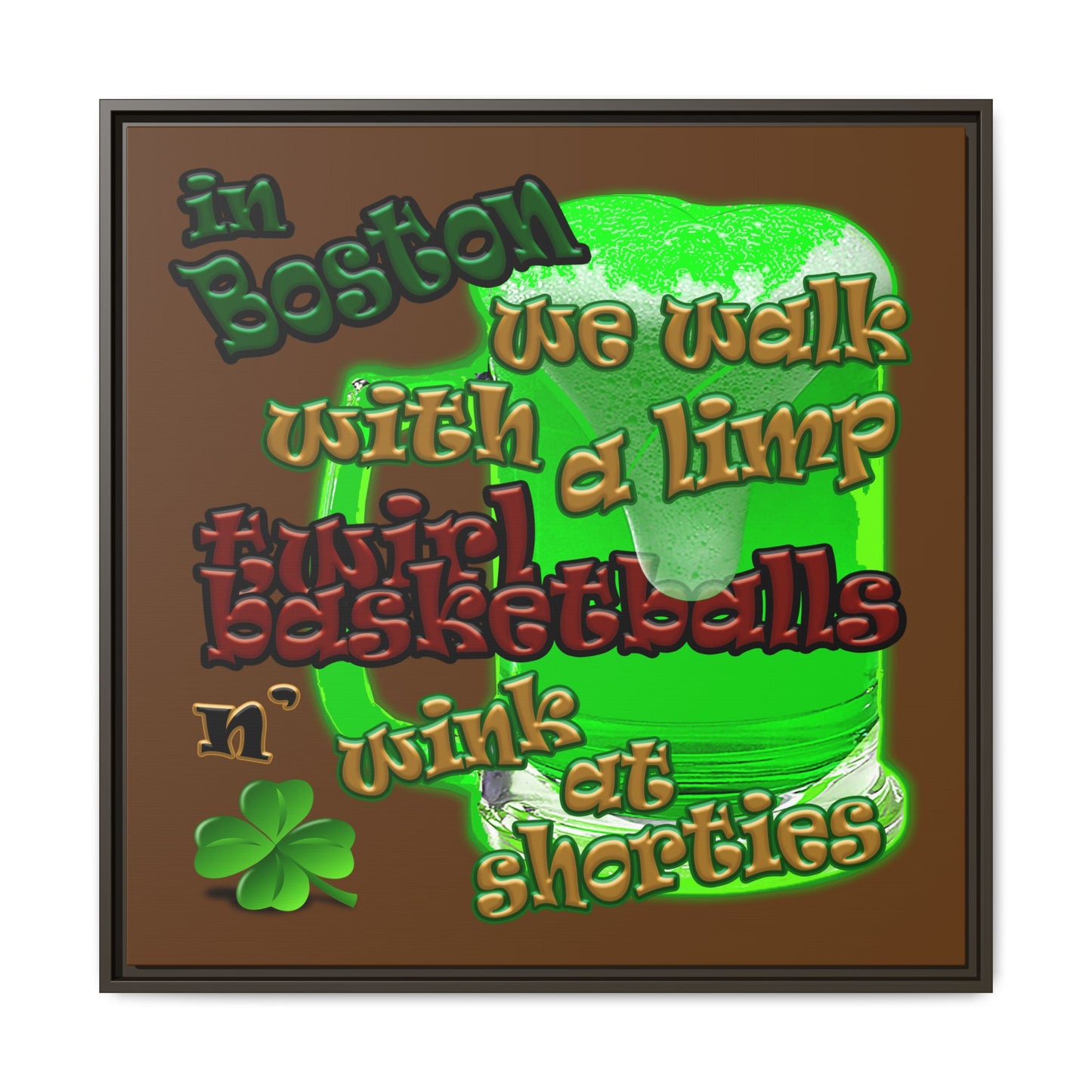 celtics logo - framed canvas art (brown)