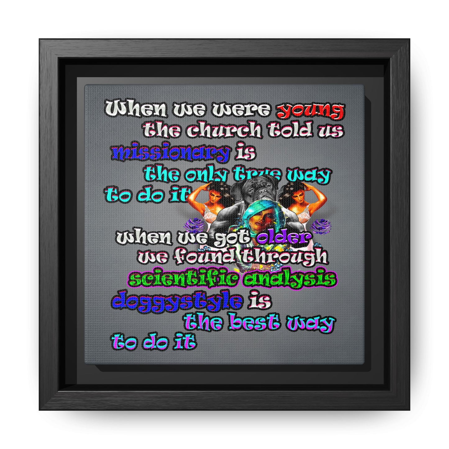 doggystyle - framed canvas art (grey-light grey)