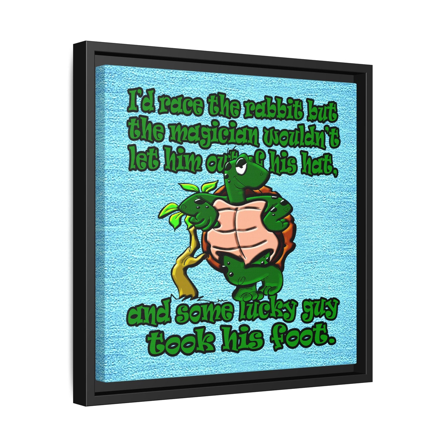 turtle race - framed canvas art (faded blue)