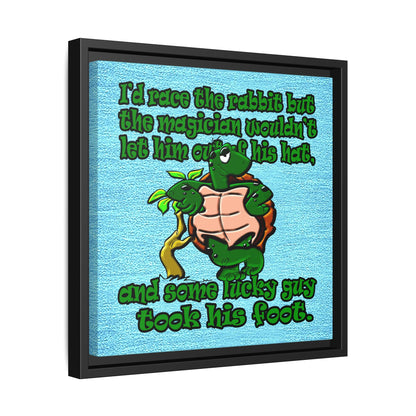 turtle race - framed canvas art (faded blue)