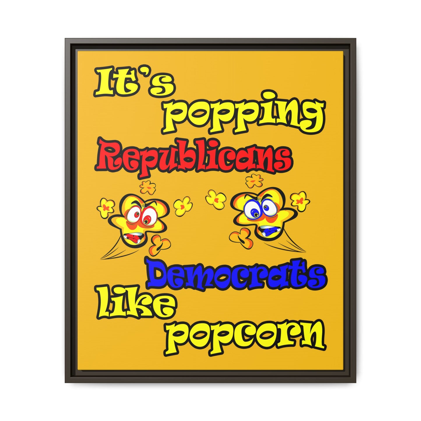 popping like popcorn - framed canvas art (yellow)