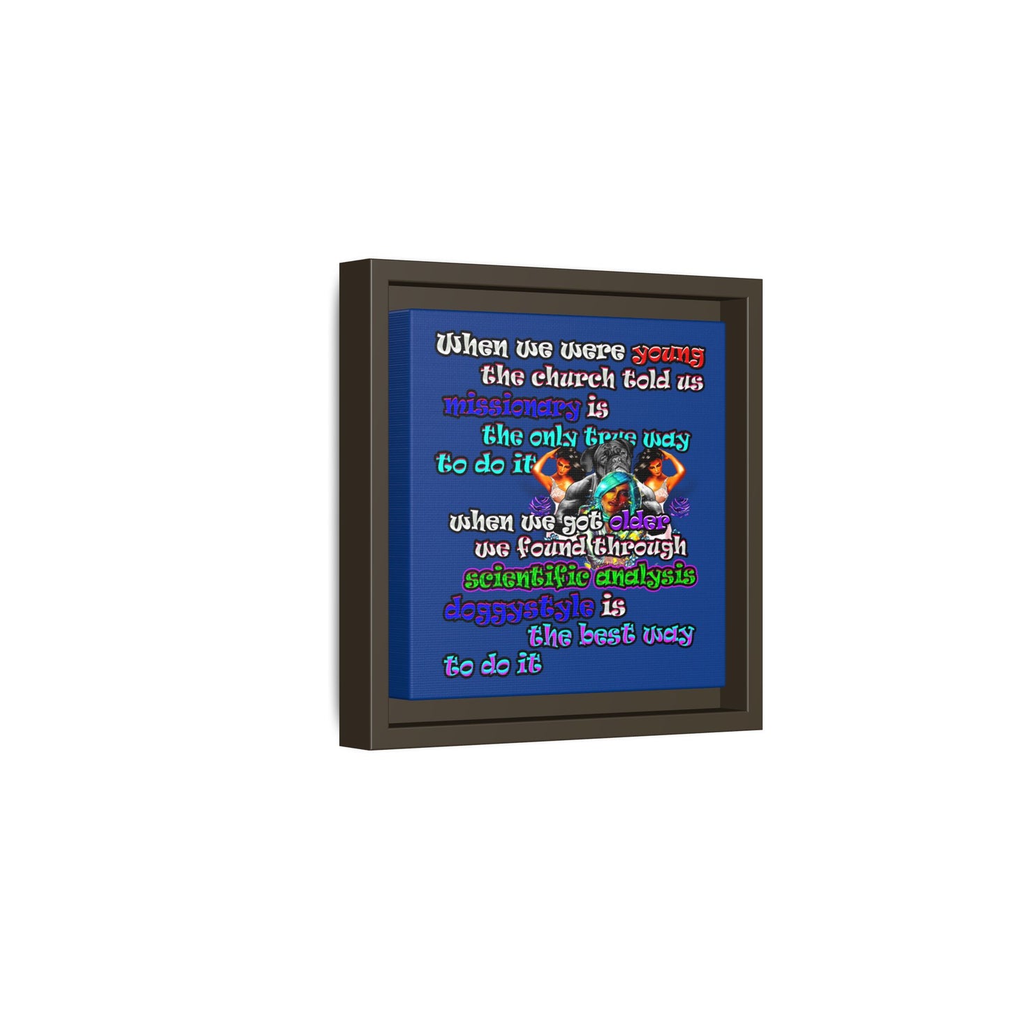 doggystyle - framed canvas art (dark blue)