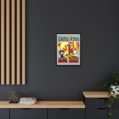 love peace - framed canvas art (light grey)