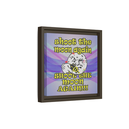 shoot the moon again - framed canvas art (light blue-pink wave)