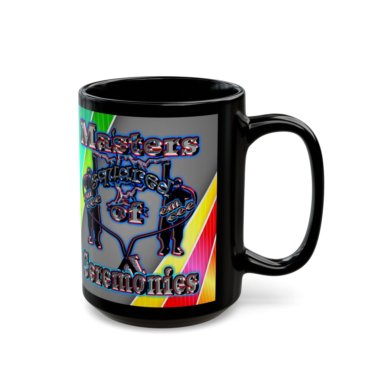 em cee squared - Black Mug (rainbow split)