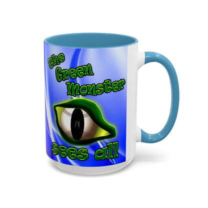 green monster - Accent Mug (blue-white wave)