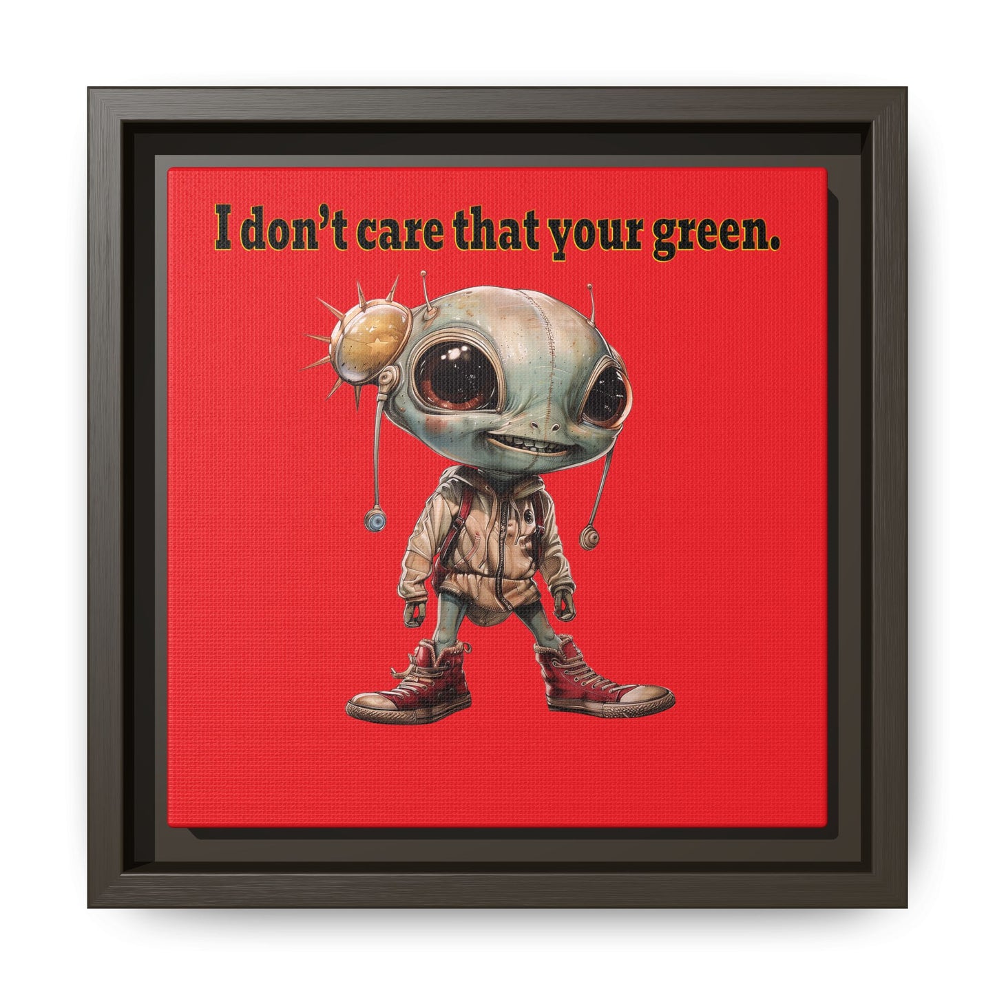 I don't care that your green - framed canvas art (red)