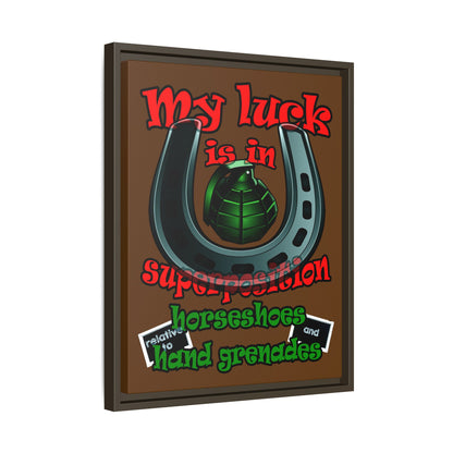 my luck - framed canvas art (brown)