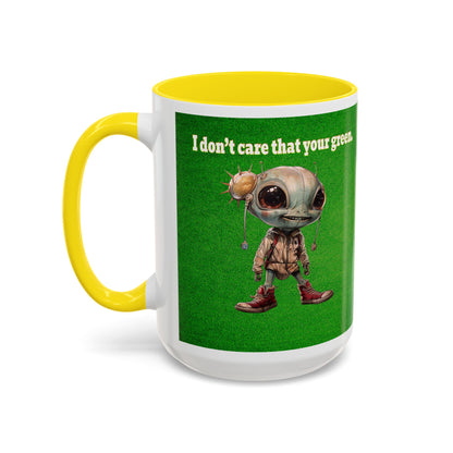 I don't care that your grey - Accent Mug (green turf)