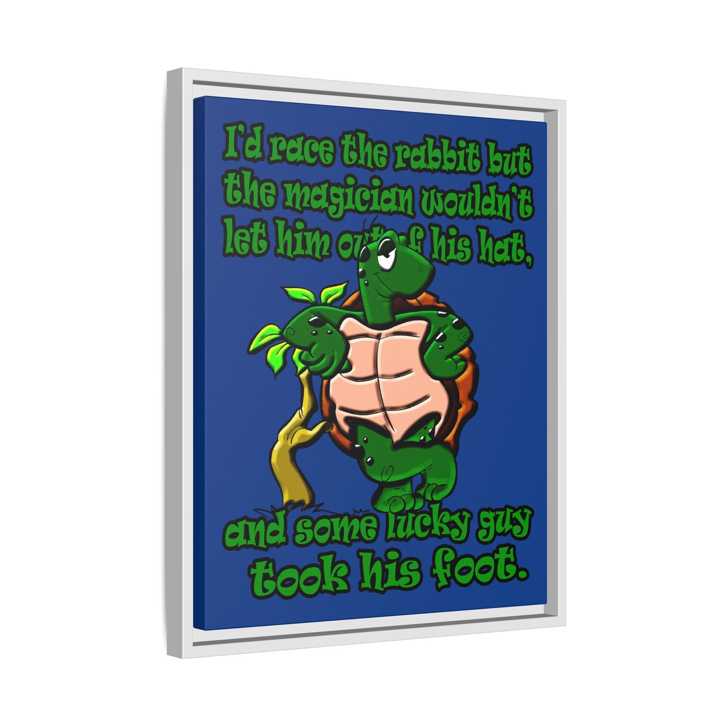 turtle race - framed canvas art (dark blue)