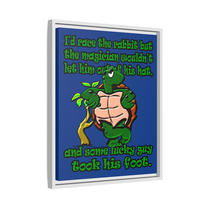 turtle race - framed canvas art (dark blue)