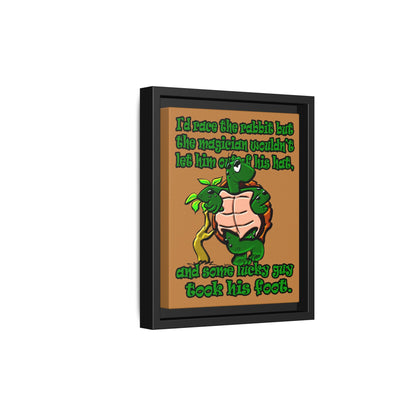 turtle race - framed canvas art (light brown)