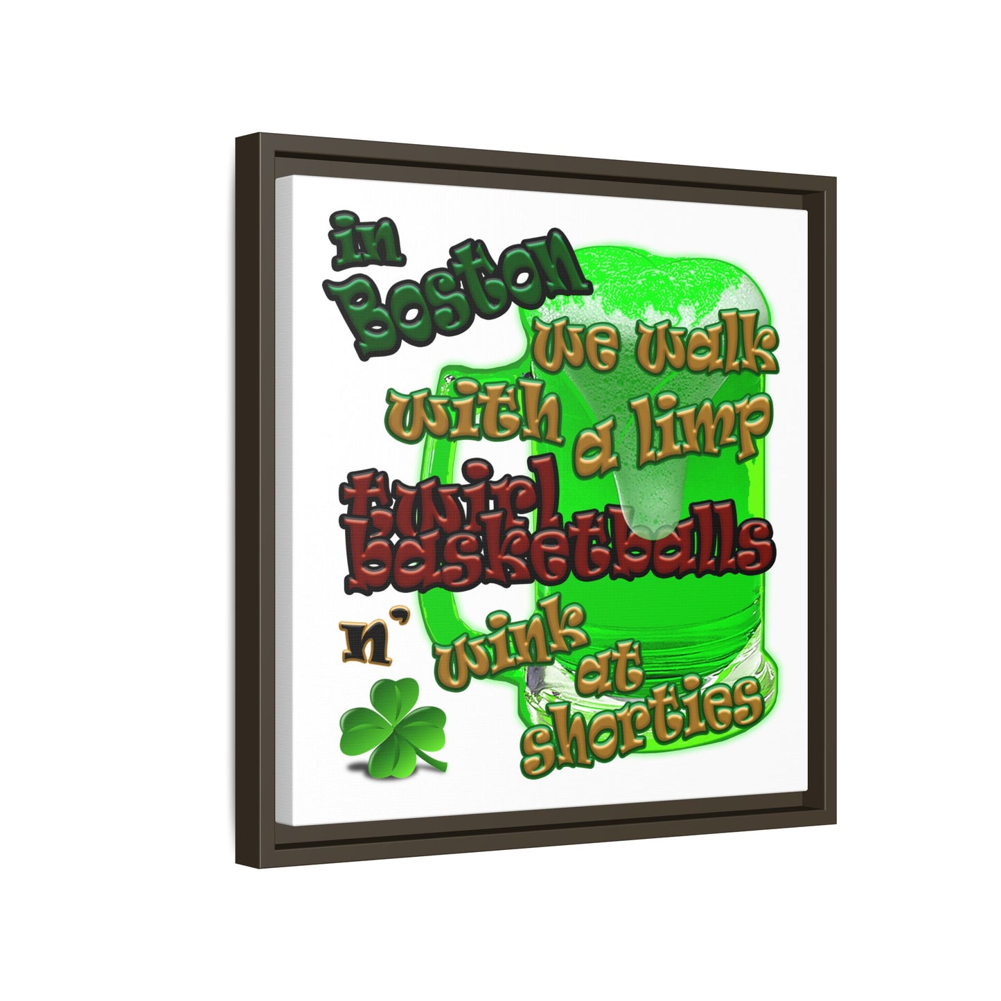 celtics logo - framed canvas art (white)