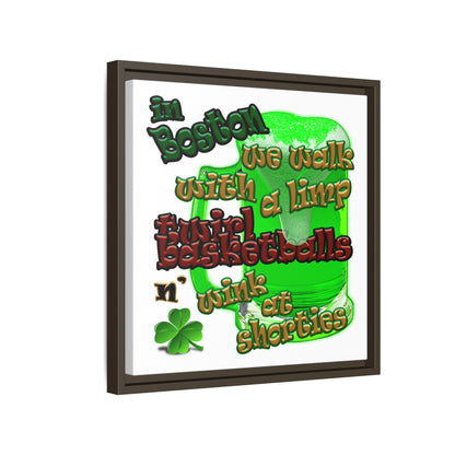 celtics logo - framed canvas art (white)