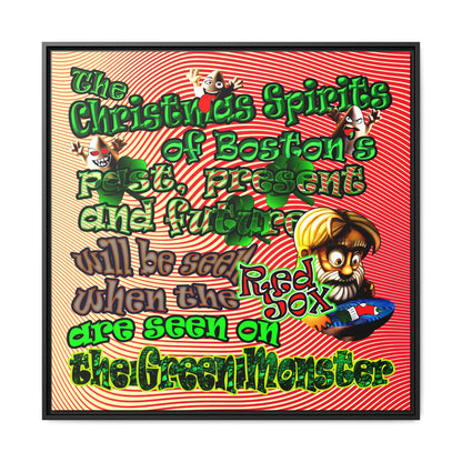 christmas spirits of boston - framed canvas art (yellow-orange wave)