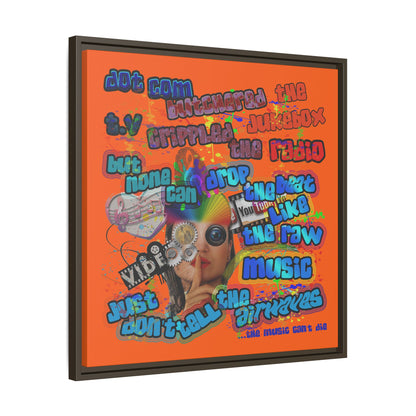 drop the beat - framed canvas art (orange)